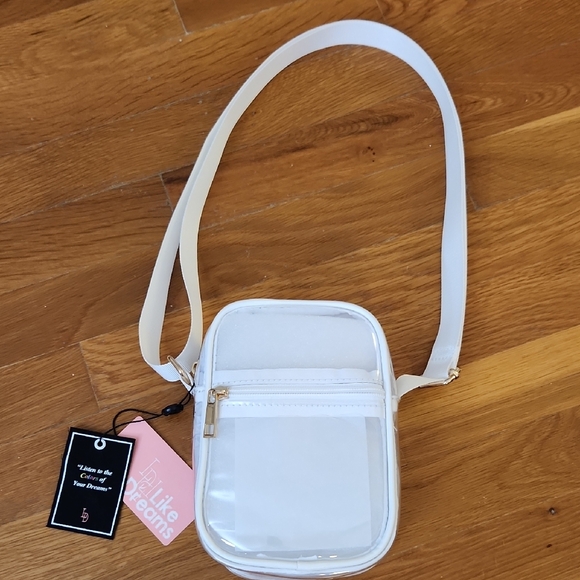 Chic Clear Crossbody Bag with White/Gold Accents - Picture 1 of 9
